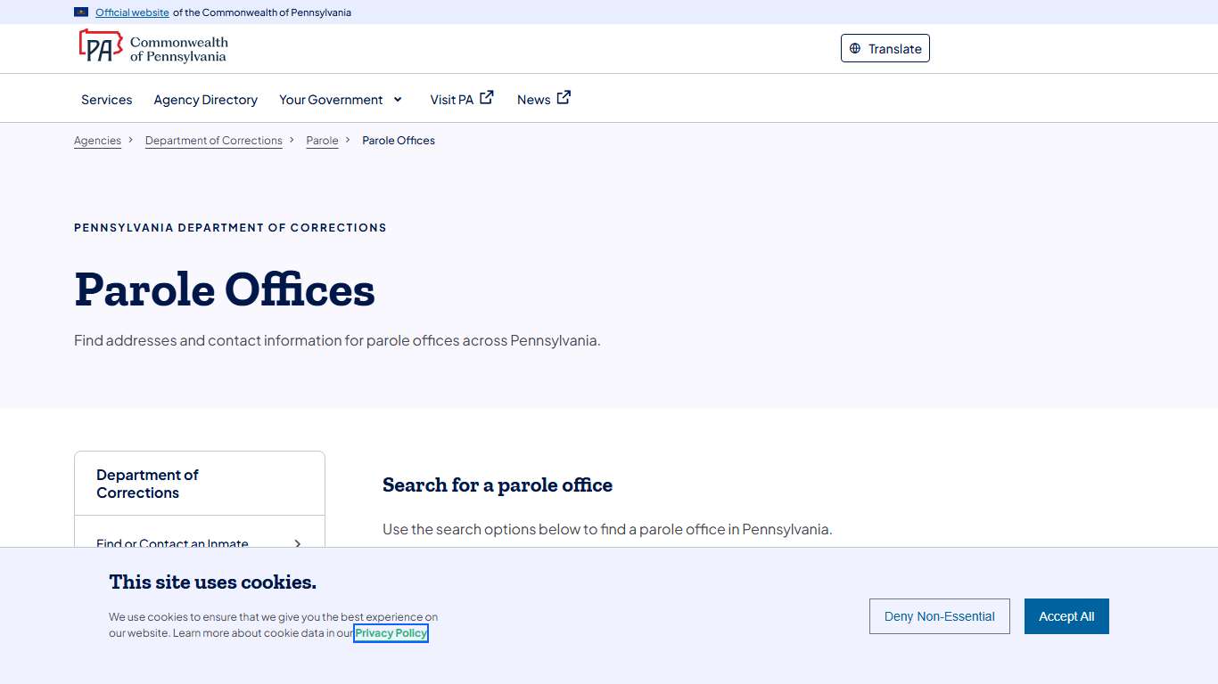 Parole Offices | Department of Corrections | Commonwealth of Pennsylvania